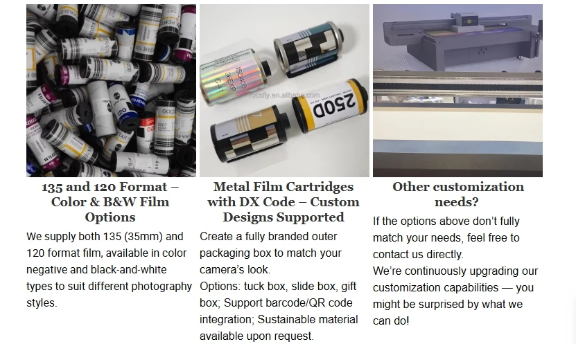 Custom 35mm film cassette with personalized packaging for promotion