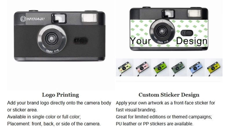 OEM reusable film camera - custom logo printing example