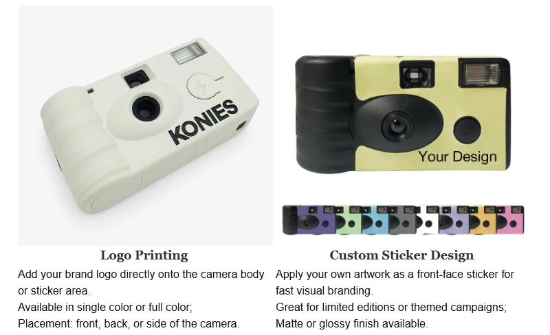 Disposable film camera custom logo